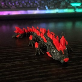 5” Crystal Wolf Dragon - Color: Black/Red