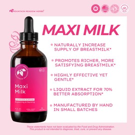 Mountain Meadow Herbs Maxi-Milk- Natural Liquid Lactation Support to Increase Breast Milk Production Quickly & Effectively for Breastfeeding Moms - 4 oz