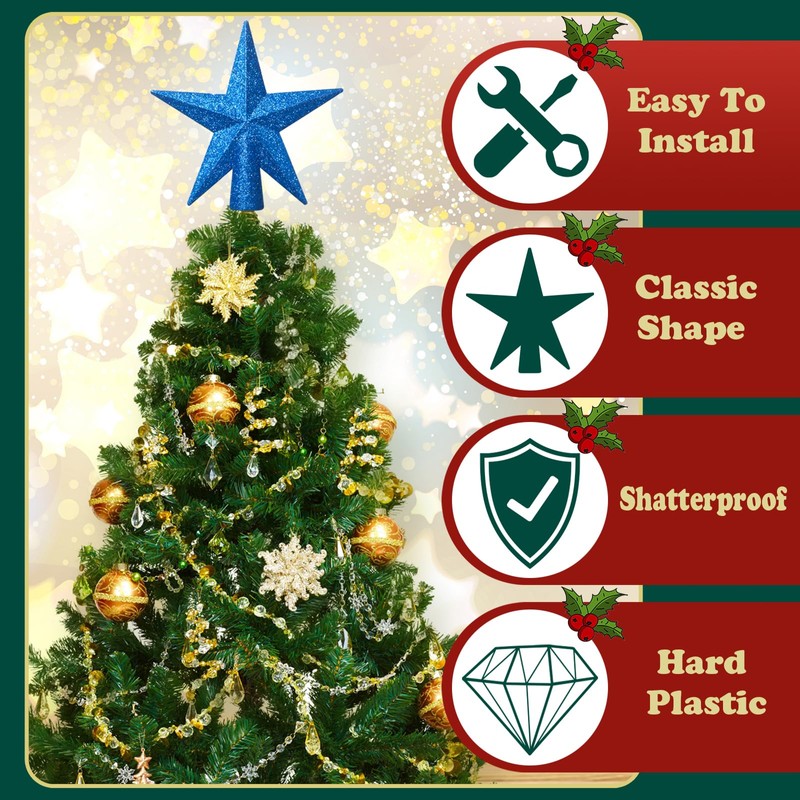 Mini Christmas Tree Topper, 3.35 Inch Small Star Treetop, Small