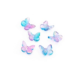 Vintageparts Glass Butterfly Beads in Purple Blue Pack of 8 for DIY Jewellery Making