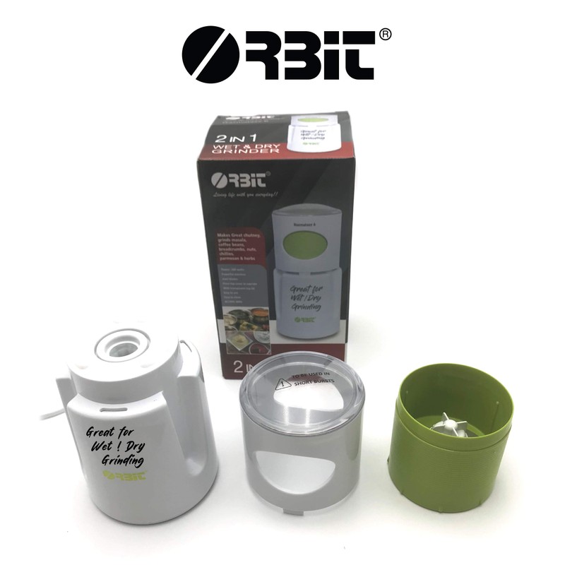Orbit 2 in 1 Wet & Dry Coffee/Spice Grinder/Chutney Maker,White