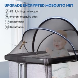 Cozioz Bassinet Mosquito Net Cover - Protect Your Baby with a Mesh Cover for Bassinets, Bedside Sleepers, and Travel Cribs, Keeping Cats and Mosquitoes at Bay (Black)