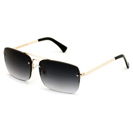 Men Large Outdoor Sunglasses Metal Rimless Aviator Reading Glasses - Big Lens Rectangular Sun-Reader (Gold-Black, 2.25)