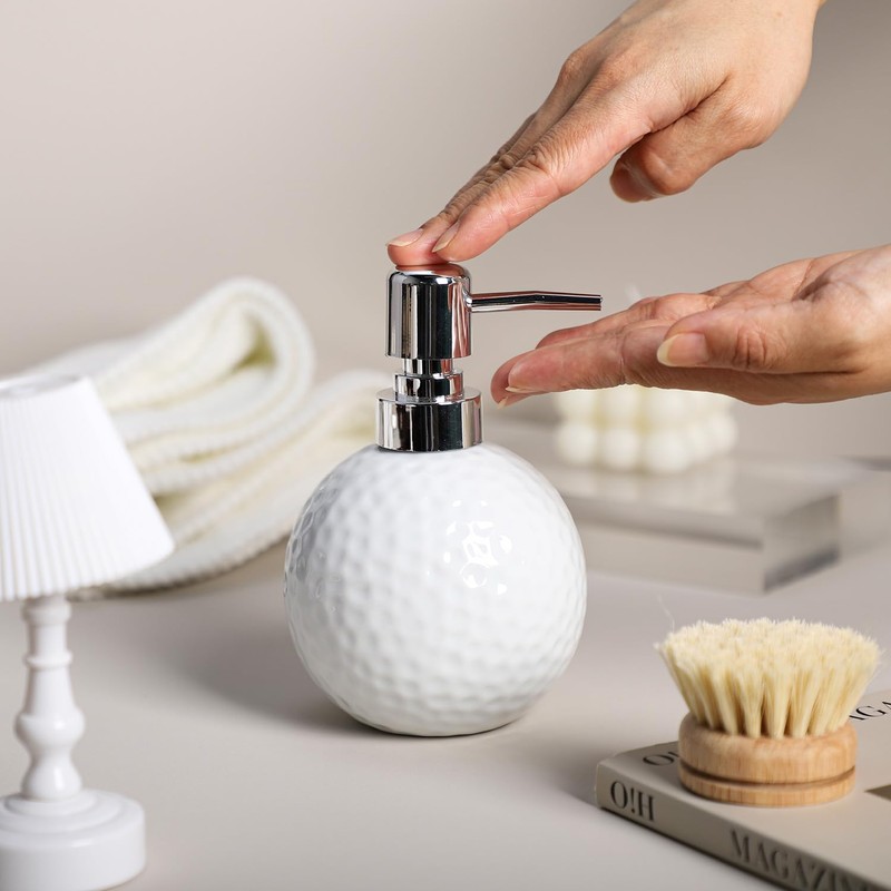 Mozacona Soap Dispenser Golf Ball Lotion Bottle Ceramic Liquid Dispenser