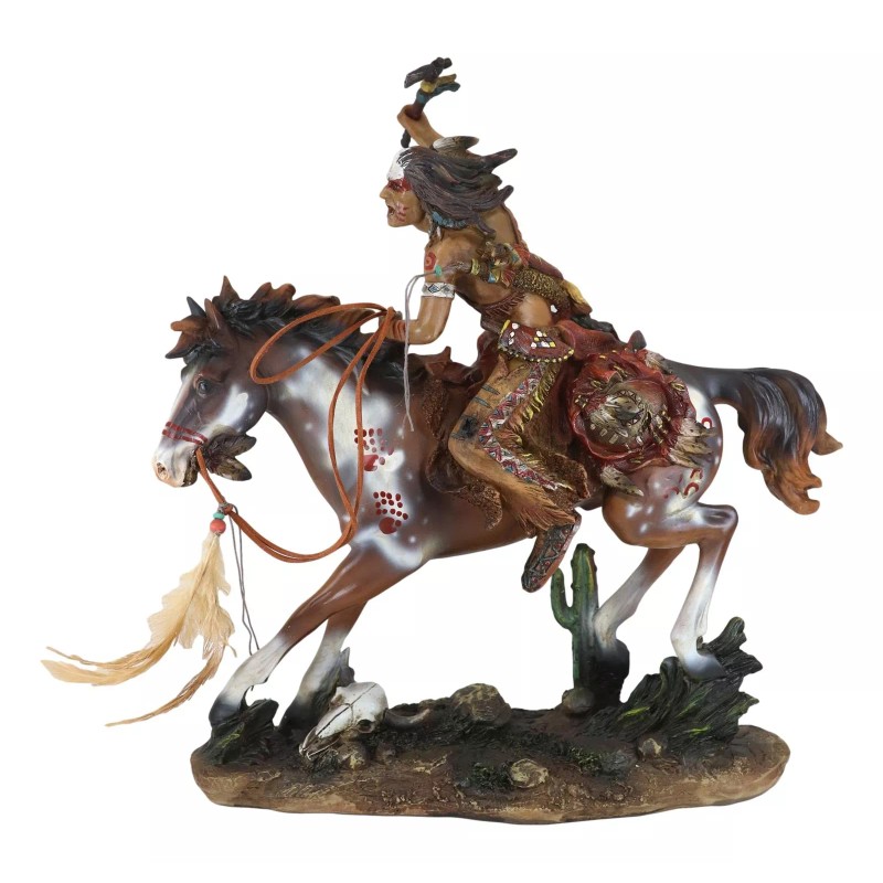 Native Indian Chief Warrior With Hand Axe Charging On Warpath