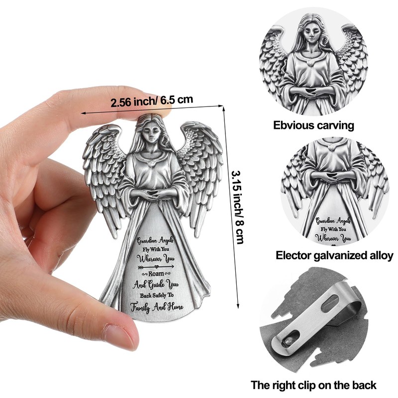 BBTO 2 Pcs Guardian Angel Sun Visor Clip Bless Travel