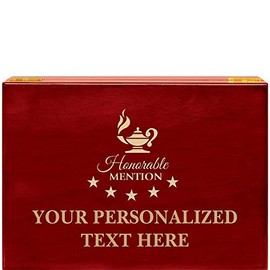 Crown Awards Honorable Mention Rosewood Humidor Gift, Customize with Your Own Text Engraving Prime