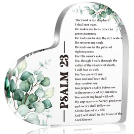 Bible Verse Psalm 23 Christian Acrylic Heart Decorative Gifts for Women, Christian Shelf Decor, Inspiration Religious Gifts for Her Mom Girl Female Coworker Sister