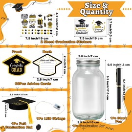 R HORSE 2025 Graduation Gifts for Her Him Light up Graduation Mason Jar with Cap Class of 2025 Grad Mason Jar Grad Centerpieces Decorations Party Favor Supplies for College High Middle School