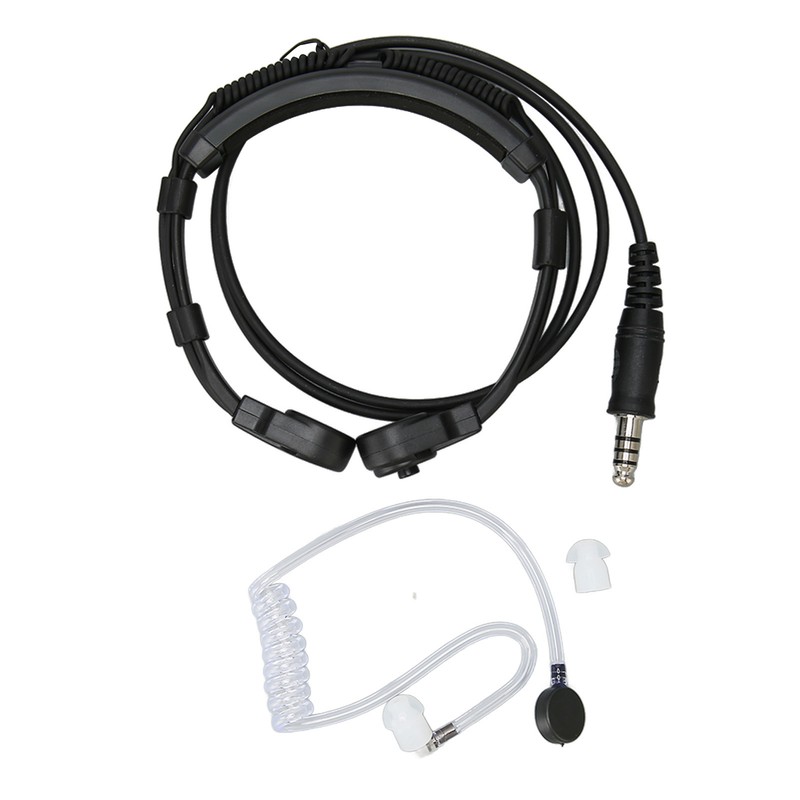 Throat Mic Earpiece 7.1mm Plug with Finger PTT Portable for