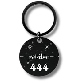 Angel Numbers, Stainless Steel Rectangular Wish Keychain (444, Black Color)