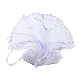 BUONDAC (Dmr. 26 cm) Pack of 50 Round Organza Bags Gift Bags Organza Wedding Jewellery Bag Small Gift Bag (White)