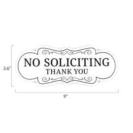 ExcelMark Premium No Soliciting Sign for House - Made in the USA (Large - 3.6" x 9", White with Black Letters)