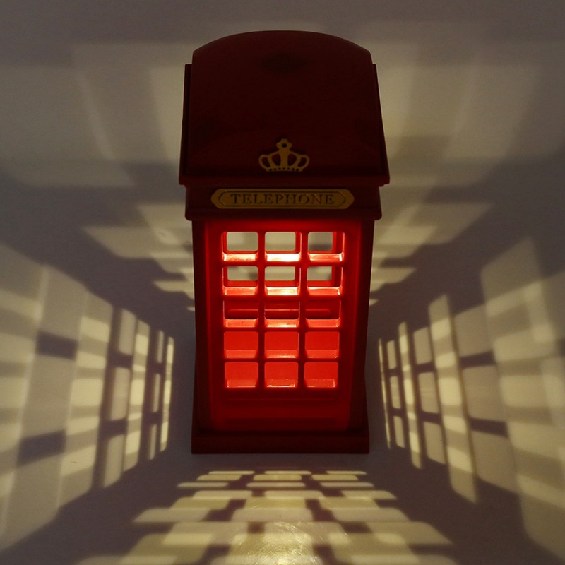 Creative Retro Classic Telephone Booth Night Light Touch Sensor Dimmable