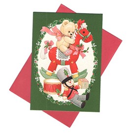 Embellished Classic Christmas Card 9 Pack ~ Unwrap The Magic of Christmas (5" x 7"; Red Envelopes)