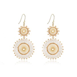 Badu - arete colgantes de abalorio circulares con abalorio bohemias, hechos a mano, joyería de moda, para mujer, Vidrio Cobre, no conocido