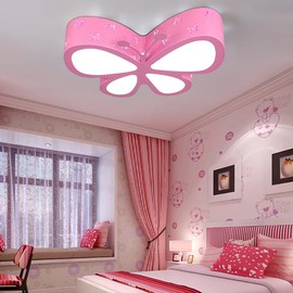 SNKOURIN Morden LED Ceiling Light, 19.7 Inch Dimmable LED Flush Mount Ceiling Light with Remote Control, Pink Butterfly Ceiling Lamp for Girl Boy Baby Bedroom Living Room