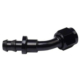 SUPERFASTRACING 10-AN 45 Degree Aluminum Hose End Fitting Push On Lock Adaptor for Oil/Fuel/Water/Fluid/Air Line - Black, 1 Pc