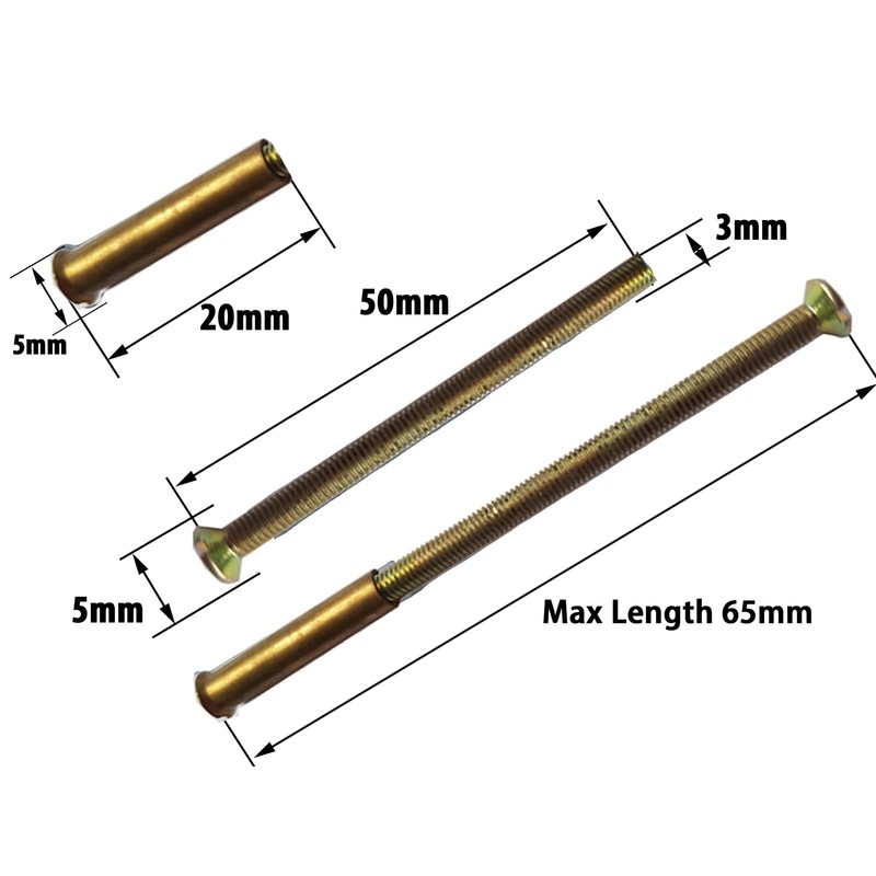 Universal Hardware M3 Brass Door Handle Screws with Bolt Connecting