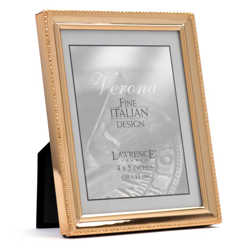 Lawrence Frames Classic Bead Picture Frame, 4x5, Gold