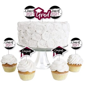 Big Dot of Happiness Maroon Grad - Best is Yet to Come - Dessert Cupcake Toppers - Burgundy 2022 Graduation Party Clear Treat Picks - Set of 24