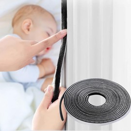 33 Ft Self-Adhesive Weather Stripping Door Seal, Brush Weatherstripping for Windows and Doors, Soundproofing Neat Pile Weatherstrip Draft Stoppers, 0.35" Wide x 0.2" Thick Grey