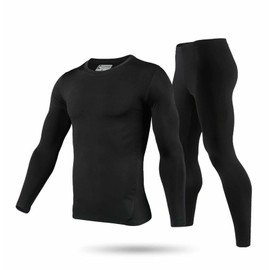 9M Men's Ultra Soft Thermal Underwear Base Layer Long Johns Set with Fleece Lined, Black, Medium