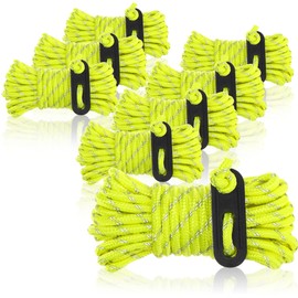 COM-FOUR® 8x guy ropes, each 4m for camping, reflective in yellow