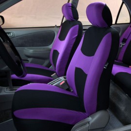 FH Group Car Seat Covers Combo Full Set with Carpet Floor mats Steering Wheel Cover and Seat Belt Pads- Universal Fit for Cars Trucks and SUVs Purple