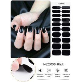 EBANKU 1 x Gel Nail Wraps, Nail Stickers, Black Full Wraps Nail Stickers, Semi-Cured Gel Nail Strips, Gel Nail Stickers for Women, Girls, Decoration 4