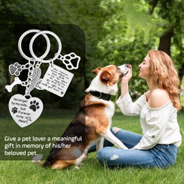 Onperpoe 2 Pcs Pet Memorial Gifts Dog Keyring for Dog Cat Lover Puppy Footprints Keychain Dog Charm Dog Memorial Gifts Sympathy Bereavement Gifts for Pet Loss Gifts Dog Remembrance Gifts with Paws