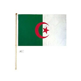 JumpingLight 5 Wood Flag Pole Kit Wall Mount Bracket with 3x5 Algeria Country Polyester Flag - Quality Flags