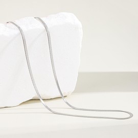 CORIXTAL Silver Herringbone Chain Necklaces For Women Chunky Non Tarnish Silver Plated Chain Necklace Stainless Steel Adjustable Link Chain Long Necklaces Silver Jewelry Gift 16 Inch