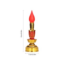 YUYTE Candle Lamp - Red, Plastic, Unfinished - Buddhist Decor, Lotus Design - 23cm H x 7.5cm W x 23cm H - 2 Pair