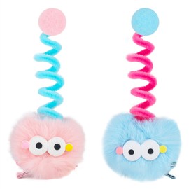 2Pcs Pom Pom Hair Clips Pink Cute Hair Pins Baby Girls Funny Blue Small Hair Barrettes Thick Long Short Hair Clips Non Slip Kawaii Metal Hair Clip Goody Natural Hair Accessories Bulk Party Styling