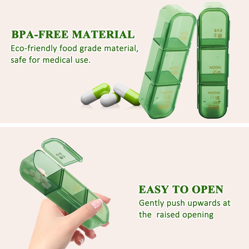 Travel Pill Organizer 3 Times a Day,Weekly Pill Case 7