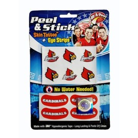 Louisville – Waterless Peel & Stick Temporary Spirit Tattoos and Eye Strips – 10-Piece – Red/Black/White Louie