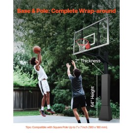 Heavy Duty 64\" Tall Basketball Pole Pad 2\" Thick Wrap for 6x6 7x7 Inch Square Pole All Weather Court EquipmentSports Mat Color: Black, Sports Mat Size: 68 inch High