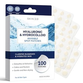 Skin 2.0 Parches invisibles hialurónicos e hidrocoloides para espinillas para cara, tratamiento de manchas para el acné, absorbe el aceite y protege l