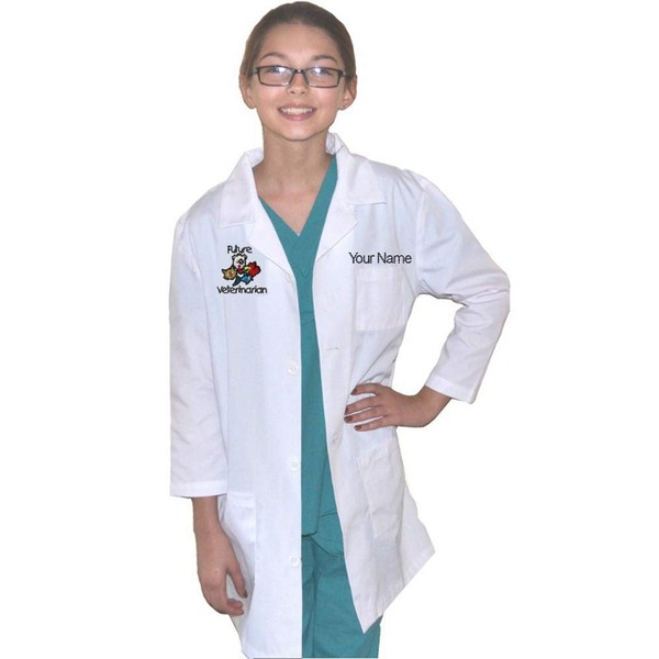 Custom Kids Veterinarian Lab Coat with Embroidered Name and Animals Embroidery Design