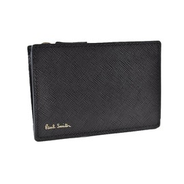 Paul Smith Commuter Passcase, Coin Purse, Coin Purse, Wallet, Men's Brand, Leather, L-Shaped Zipper, Men’s Brand, Zip, Straw Grain 2, Includes Exclusive Box, Black