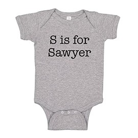 TATY Kids S is for Sawyer Baby Infant One Piece Bodysuit 6 Months Heather Grey