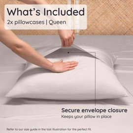 Bambaw 100% Viscose Derived from Bamboo Pillowcase Queen Size – Set of 2 Queen Cooling Pillow Cases with Envelope Closure, Breathable & Super Soft Pillow Cases, Anti Acne Pillowcase (Sand)