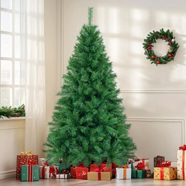 LuxaDomus 6 ft Artificial Christmas Tree with 700 Branch Tips, Holiday Xmas Tree with Foldable Metal Base and Easy Assembly, Outdoor Christmas Trees for Yard Porch Home Office Party Decoration, Green