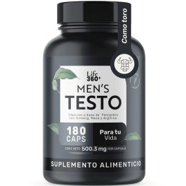 Mens Testo Life360 Fenogreco, Maca, L-Arginina Suplemento Alimenticio Hombre 180 Cpsulas Sin Sabor Testosterona Hombre                                