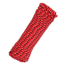 MECCANIXITY 3/8 Inch 100 Feet Polypropylene Rope,Solid Braided Utility Rope All Purpose Boat Marine Cord for Camping,Flag Pole,Clothesline,Outdoor,Red/Black/White