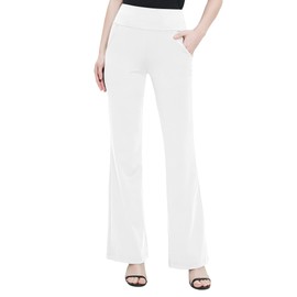 Urban CoCo Women's High Waist Stretchy Bootcut Yoga Pants Casual Flare Leggings Workout Bootleg Pants (White, S)