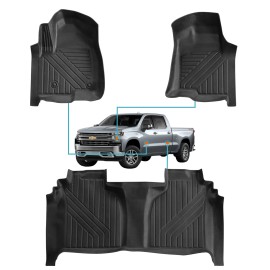 NB-AUTOS 3D TPE Floor Mats For 19-25 Silverado Sierra 1500 2500HD 3500HD CrewCab Antislip