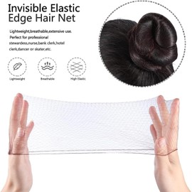 50 Pcs Hair Nets Invisible and 40 Pcs U Shaped Pins Set Hair Nets for Buns Elastic Edge Mesh for Women, Ballet Bun Maker Dance (Brown, One Size)