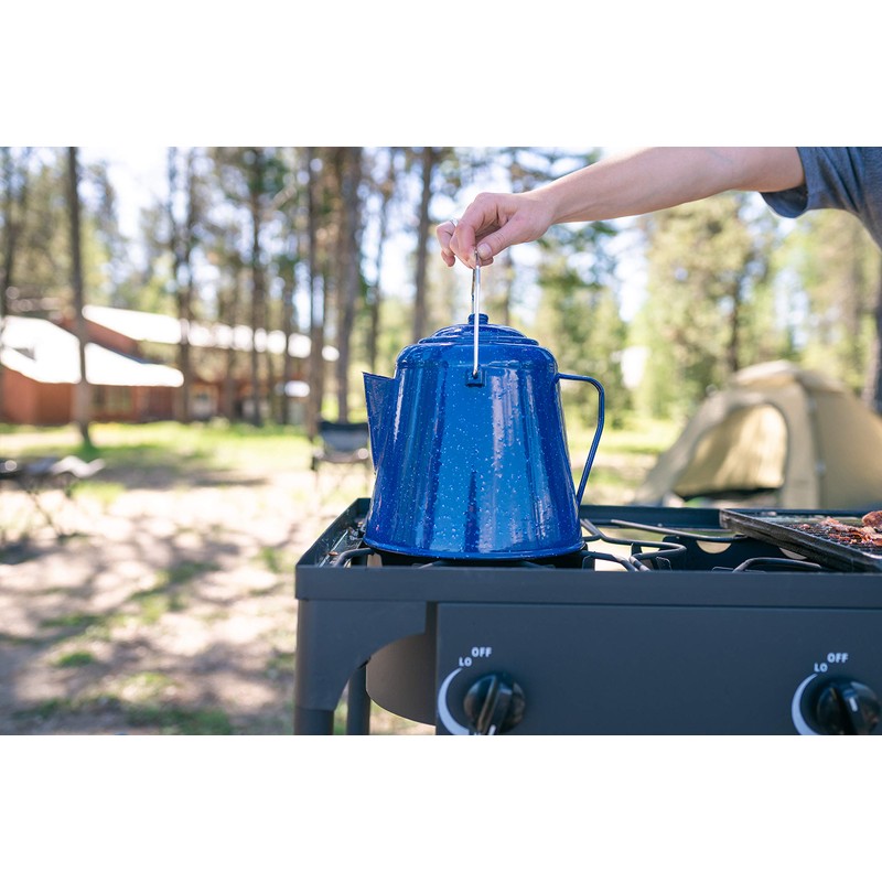 Stansport Enamel Coffee Pot 20 Cup (10348), Blue, 9.25" L